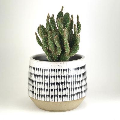 China Eco-friendly Mosaic Garden Decoration Personality Two Color Luster Stain Country Style Cactus Plant Ceramic Pot for sale