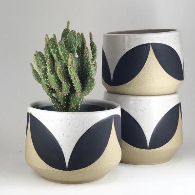 China High quality eco-friendly design modern simple unique home style decoration pots planter ceramic gardening set for sale