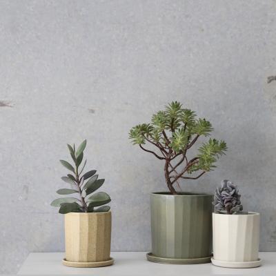 China Wholesale Cheap Indoor Outdoor Decoration Stripe Quality Quality Factory Ceramic Pots Different Relief Eco - Friendly for sale