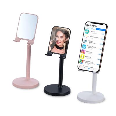 China New Promotion Adjustable Flexible Foldable Desktop Adjustable Phone Stand Mobile And Tablet Holder With Mirror for sale