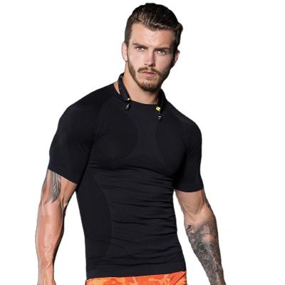 China Men's Fitness Gym T-shirt Men's Yoga Short Sleeve Tee Quick Dry Compression Breathable Sports Short Set for sale