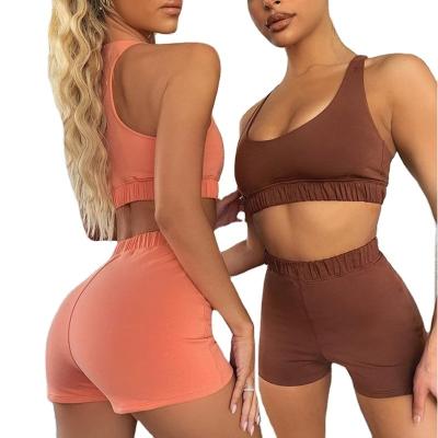 China Breathable Europe And The United States New Sports Yoga Suit Elastic Bra Yoga Suit Fitness Pants Running Women Two Piece Set for sale