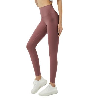 China 2022 New Lulu Nude Yoga Pants Women's High-waisted Breathable Running Tights Stretch Gym Pants for sale