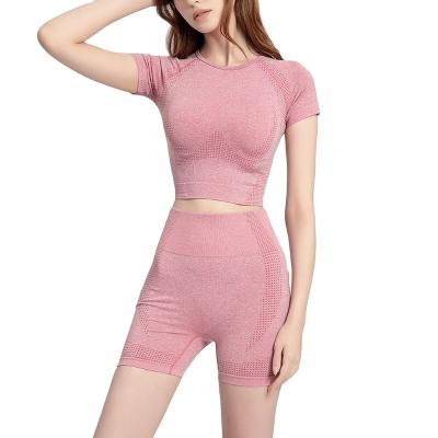 China 2020 New Viable Women's Short Sleeve Shorts Shorts Sport Suit Summer Fitness Yoga Seamless Suit The High-waisted for sale