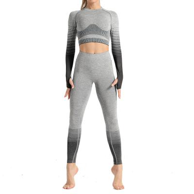 China Seamless Knitted ACTIVE STRETCH Hip Yoga Workout Lifting Apparel Set Wholesale for sale