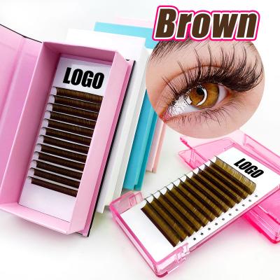 China Delicate Private Label Lash Tray Color Lash 0.05 0.07 Different 0.10mm Dual Density Curl Eyelash Extensions Brown Eyelash Extensions C d cc for sale