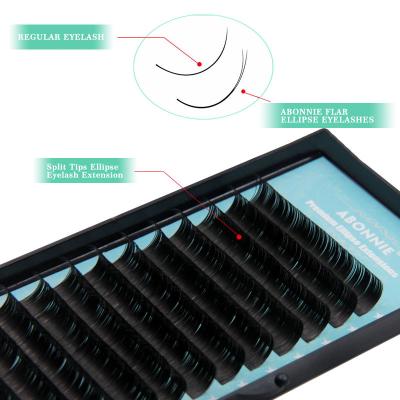 China ABONNIE 0.15 0.20 C D Double Tip Ellipse Wholesale Softer Matte Black Flat Eyelash Extensions for sale