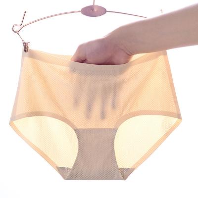 China Women Antibacterial Sheer Seamless Ice Color Mid-rise Briefs Silk Underwear for sale