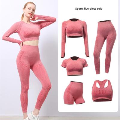 China Active Wear Breathable Sportswear 5 Pieces Sports Seamless Workout Suit Women Fitness Conjunto Ropa Deportiva Yoga Sets for sale