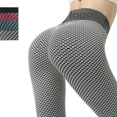 China Breathable High Moisture Wicking Waist Workout Fitness Yoga Pants Peach Buttocks Women Running Sports Honeycomb Gaiters for sale