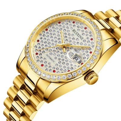 China R714 day/date wholesales stainless steel diamond case calendar men's business quartz wrist watch for sale