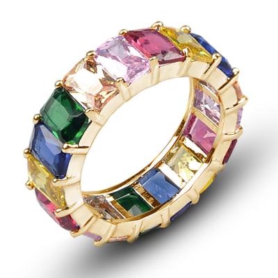 China Vintage factory wholesale wish ring color ring European new creative rectangular colorful couples and American zircon ring for sale