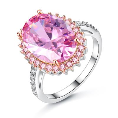 China Amazon Two Color Plated Casual Jewelry Luxury Popular Ring Oval Zircon Ring / Sporty for sale