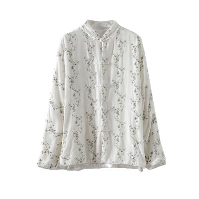 China New spring and autumn permutation fashion button white embroidered silk velvet coat casual Chinese knots cardigan for women for sale