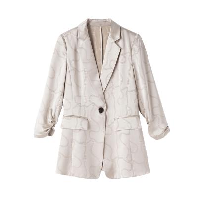 China Reversible women's summer thin acetate forged business outdoor high-fixed temperament jacquard small high-grade suit jacket for sale