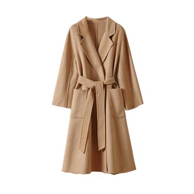 China 2021Winter New Temperament Breathable Water Reversible Mid Length Wool Ripple Reversible Cashmere Dust Coat For Women for sale