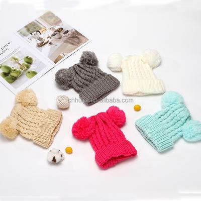 China 2022 Fashion Design Autumn Fashion Wool Knitted Children's Winter Fuzzy Ball New Cute Children's Hats Comfortable Custom Hats for sale