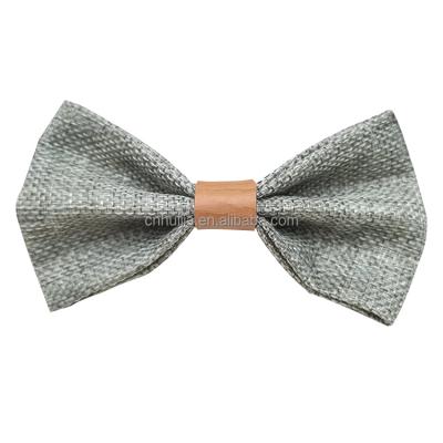 China Customer demand custom silk clip design mini suit custom linen gray bow tie for party wedding for sale