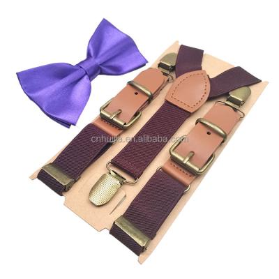 China Microfiber Polyester New Arrival Custom Mens Slim Elastis Loop Suspenders And Bow Tie Set For Party for sale