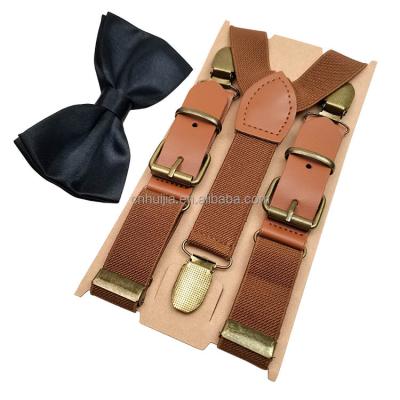 China Microfiber Polyester Amazon Children Best Selling Mini Suspenders Clips Set With Bow Tie Set for sale