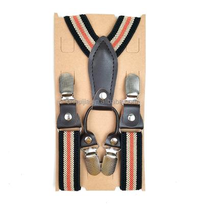 China High Quality Custom 2.5cm PU Leather Super Beige Black Power No Slip Custom Pattern Elastic Suspender For Kids for sale