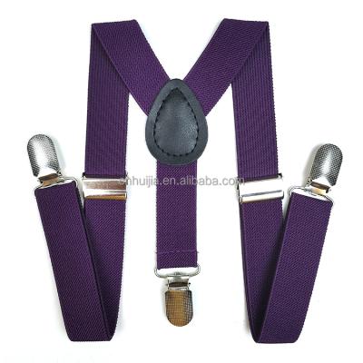 China Hot Sale Cheap PU Leather Y Shape Designer Custom Fashion Braces Purple Suspenders For Men Shirt Women Adult Adjustable for sale