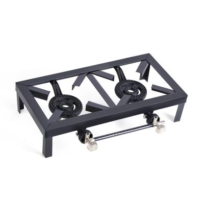 China Modern Black Painted Angle Iron Double Gas Stove for sale