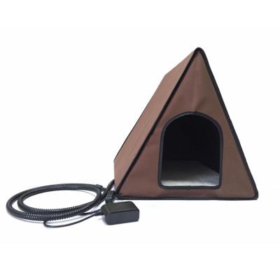 China Viable Pet Nest Products Heated Indoor/Outdoor Heating House A-Frame Brown/Shelter Black 12V Adapter for sale