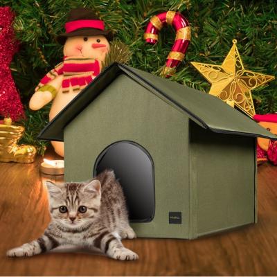 China Sustainable Custom 12V Beef Cloth Or Nylon Cat House Outdoor Heated Cave For Cat for sale