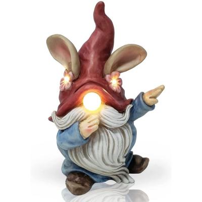 China North America Resin Craft Kids Adult Gift Polyresin Garden Gnome Decoration with LED Solar Light for sale