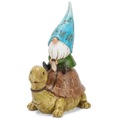 China Customizable North America garden resin sculpture polyresin gnome on turtle decoration for sale