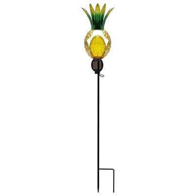 China Morden CYnice Solar Pineapple Lights Outdoor Garden Stakes Decorations with Crack Glass Yellow Ball for Garden Patio Yard Lawn for sale