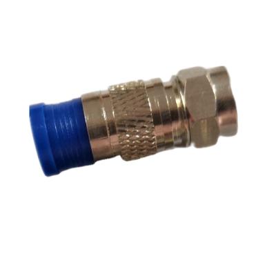 China audio & Video Type Compression Coaxial Connector , RG6 F Coaxial Compression Connector Fitting Blue Color for sale