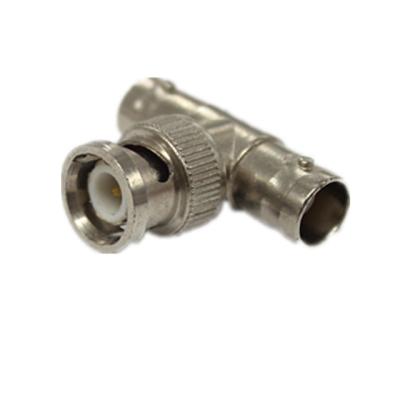 China audio & Video T-shaped coaxial adapter has 2 female BNC connectors opposite one another with 1 male BNC connector at a right angle for sale