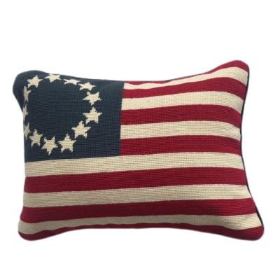 China 100% Hand Sewn Needlepoint Betsy Ross Flag Sofa Throw Pillow Case Covers for sale