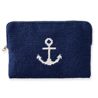 China 2020 New Arrival Custom Anchor Needlepoint Women Clutch Purse Zipper Wallet for sale