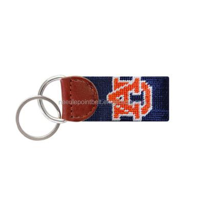 China Alpha Tau Omega Needlepoint Logo Key Leather Fob for sale