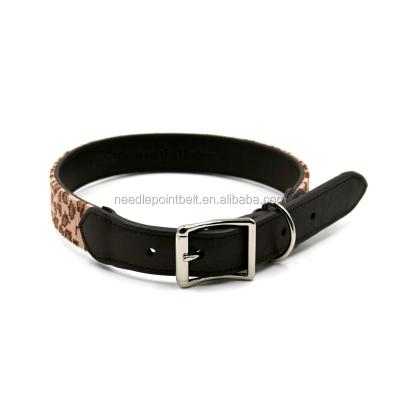 China Quality Assurance Sustainable Leopard Needlepoint Dog Collar Leather Free Shipping for sale