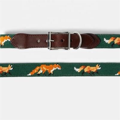 China Customized Customized Free Shipping Fox Green Leather Dog Collar for sale