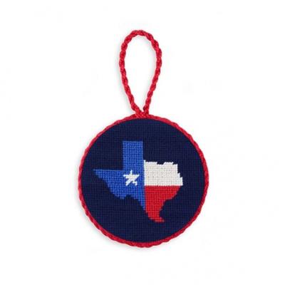 China Texas Flag Map Needlepoint Christmas Ornament Tree Dark Navy Decoration Customized for sale