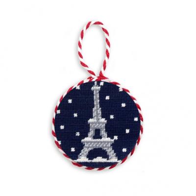 China Snowy Eiffel Tower Needlepoint Christmas Tree Decorations Ornaments for sale