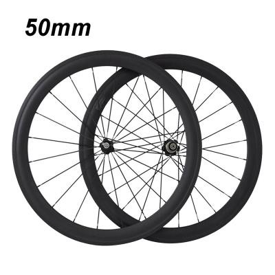 China Road Bikes 700C 50mm Anvil 23mm Width 3K Carbon Wheels Tubular Road Bike Bicycle Wheel Racing Traveling Wheelset for sale