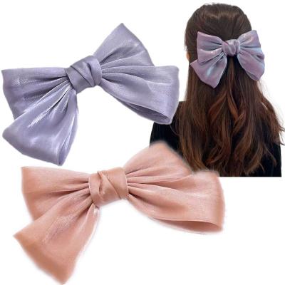 China European and American style large satin oversized 8 inch French bow hair clips hair barrette accessories for women for sale