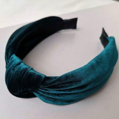 China Vintage Wide Velvet European and American Style Twisted Headwear Turban Headband Hair Accessories Velvet Knotted Headbands For Women for sale