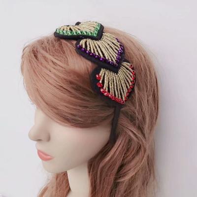 China European and American Style Customized Handmade Headband Crystal Beaded Embellished Rhinestone Pearl Headbands for sale