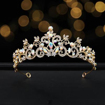 China Bride Wedding Rhinestone Wholesale Gold AB New Design Hair Accessories DAIMING HG02134 Bridal Wedding Crowns Cheap Price Crystal Alloy Metal Crown Tiaras for sale