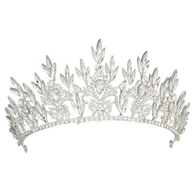 China Bride Wedding Hair Accessories DAIMING HG02133 Southeast Asia Hot Style Crown Silver Wedding Tiara Bridal Birthday Party Leaves Festival Hair Circle Crystal Crow for sale