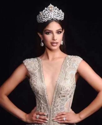 China Decorate hair miss universe annual pageant titles 2021 with crown miss India Harnaaz Sandhu coronation head crown for sale