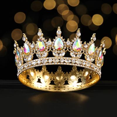 China Alloy+Rhinestone Omd Teardrop Bridal Crown Tiara For Weddings Cheap Full Rhinestone Round Queen for sale