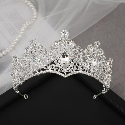 China Hot Selling European and American Style Classic Bridal Hair Accessories Bridal Gold Plated Crystal Glitz Pageant Crown Tiara Gold for sale